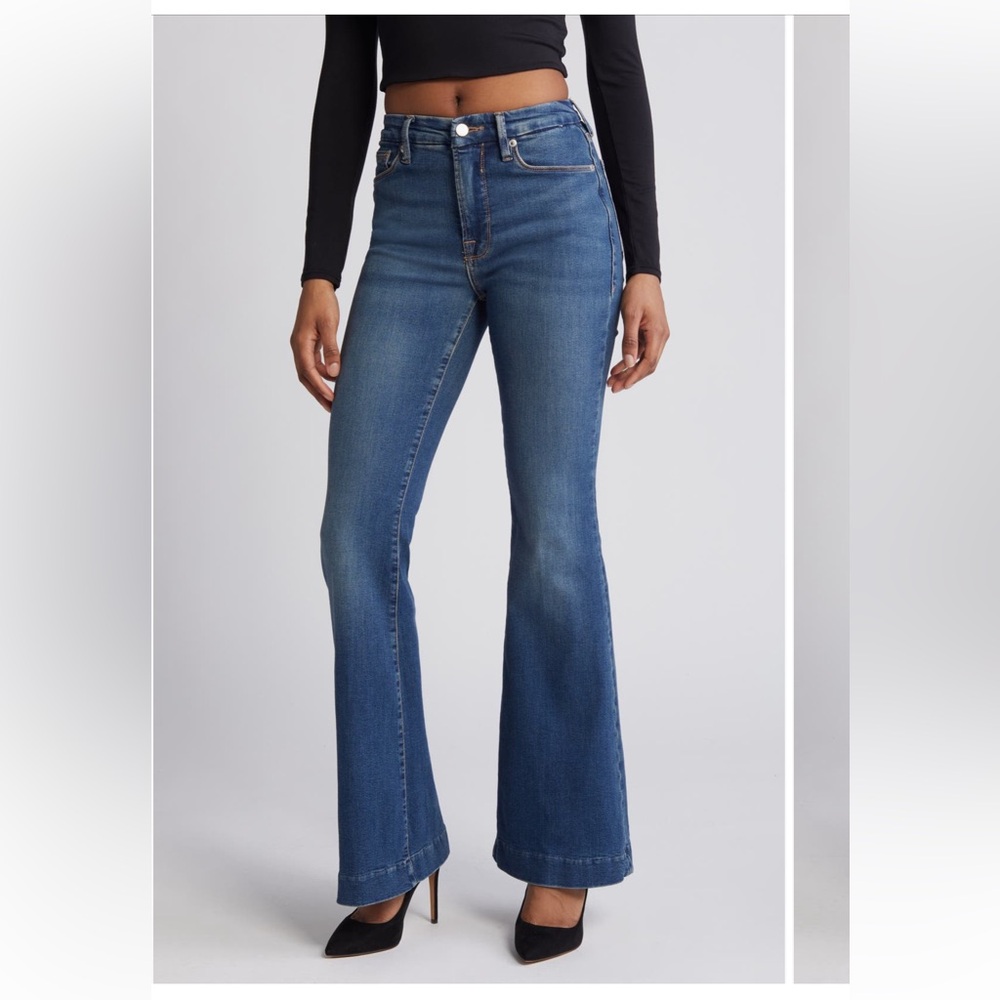 Good American Dark Blue Flare Jeans